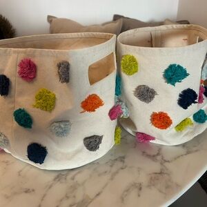 Pehr Multi-color Pom-Pom Kids Storage Bins - set of 2